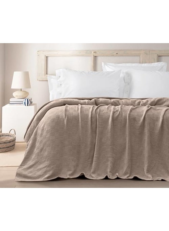 Relax Egyptian cotton Leno throw blanket,ultra-soft & lightweight with an elegant woven design ,king size 255x225 cm ,  Light Caffe - Image 3